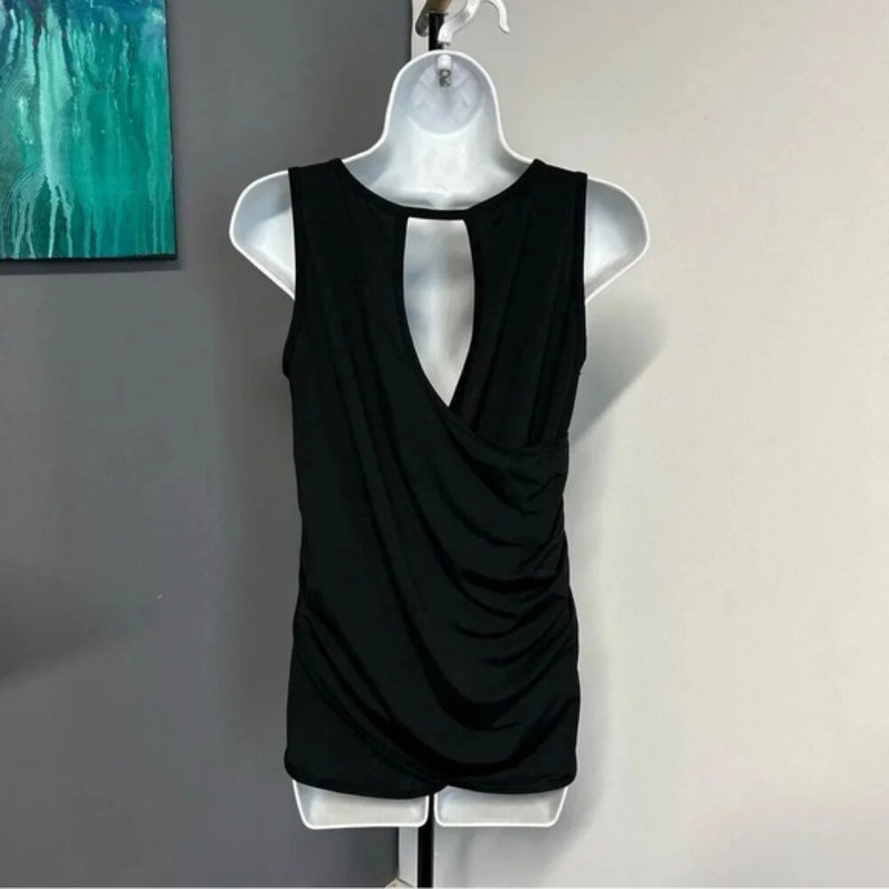 Women's Medium Black Draped‎ Back Tank Top Slinky Coquette Sexy Clubwear